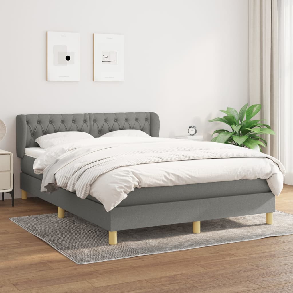 Giroletto a Molle con Materasso Grigio Scuro 140x200cm Tessuto | homemem39