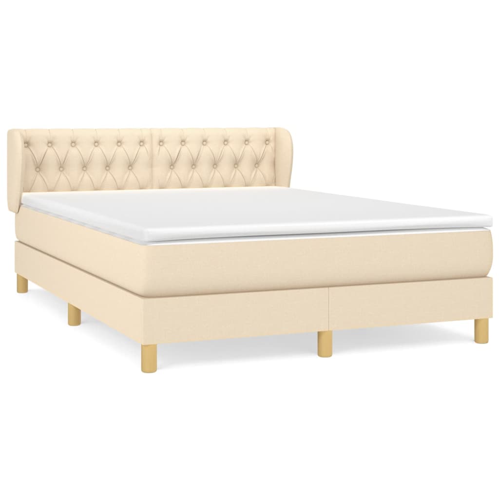 Giroletto a Molle con Materasso Crema 140x200 cm in Tessuto | homemem39