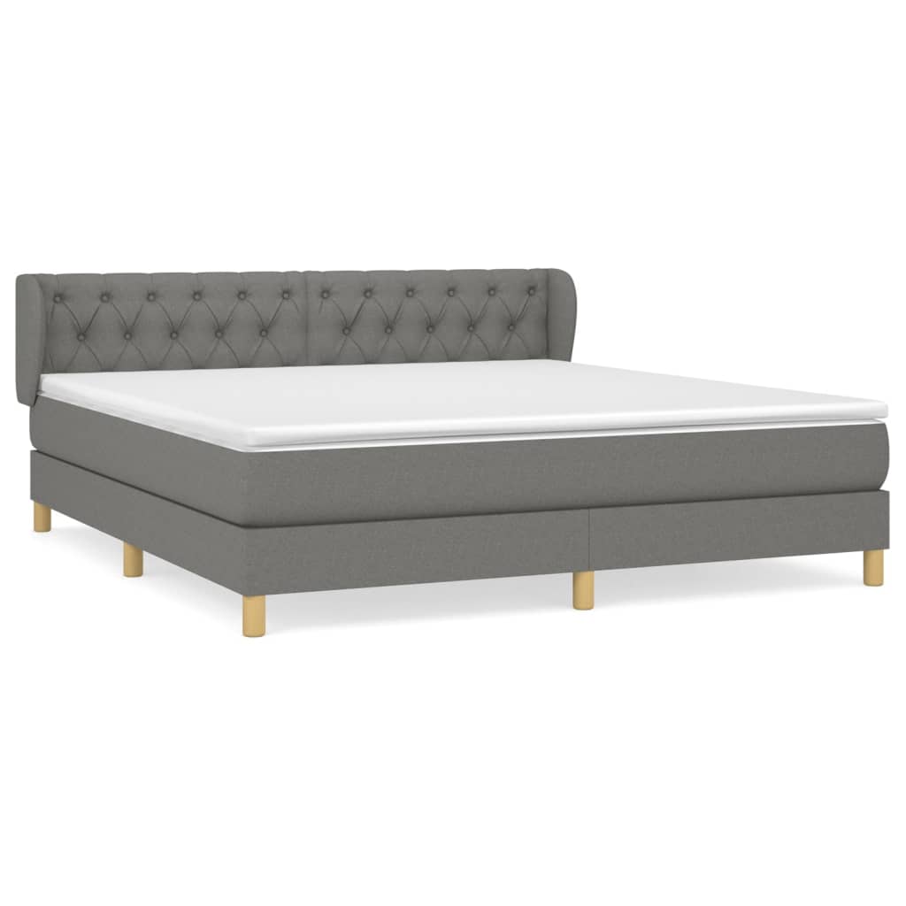 Giroletto a Molle con Materasso Grigio Scuro 160x200 cm Tessuto | homemem39