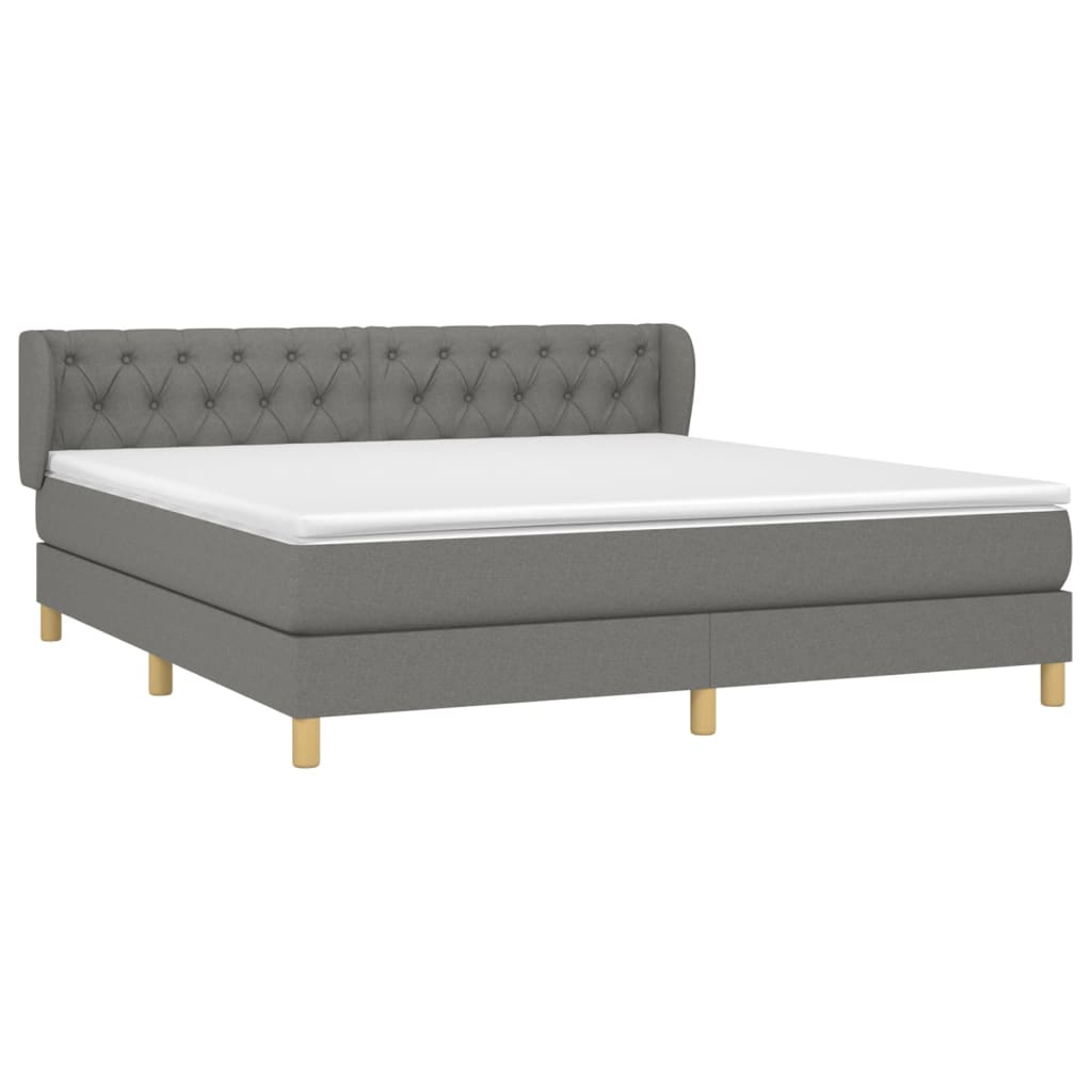 Giroletto a Molle con Materasso Grigio Scuro 160x200 cm Tessuto | homemem39