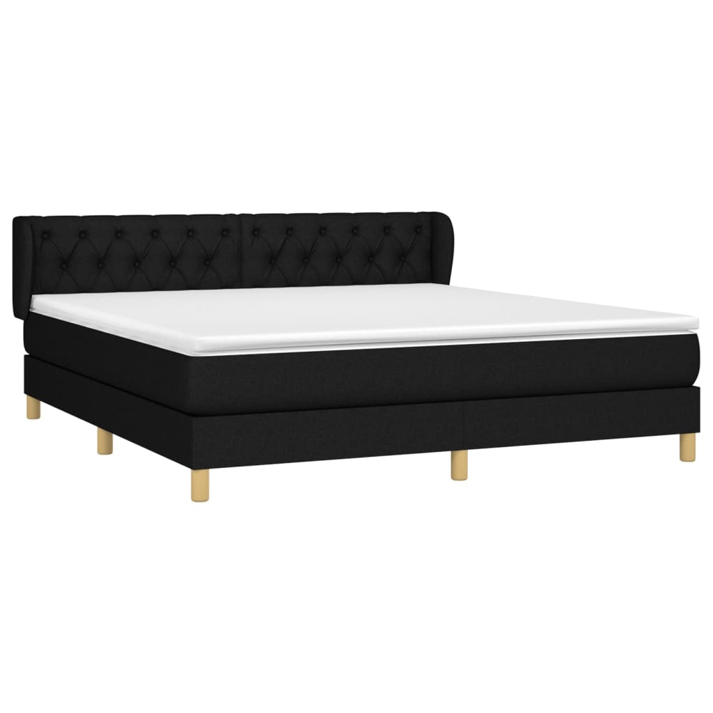 Giroletto a Molle con Materasso Nero 160x200 cm in Tessuto | homemem39