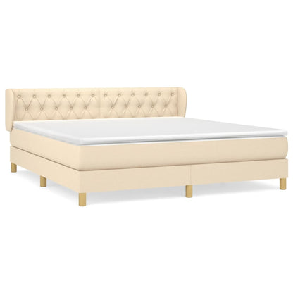 Giroletto a Molle con Materasso Crema 160x200 cm in Tessuto | homemem39