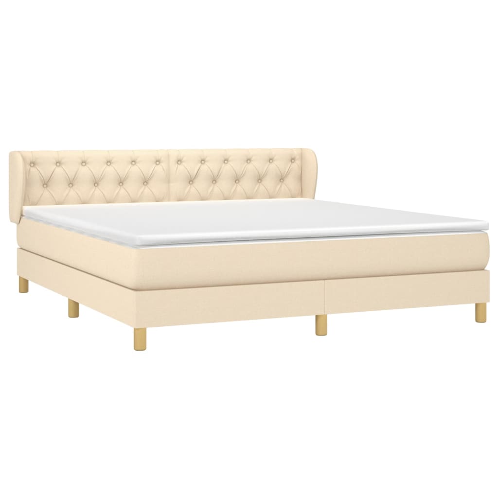 Giroletto a Molle con Materasso Crema 160x200 cm in Tessuto | homemem39