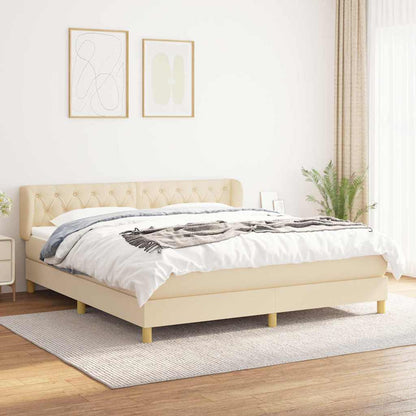 Giroletto a Molle con Materasso Crema 160x200 cm in Tessuto