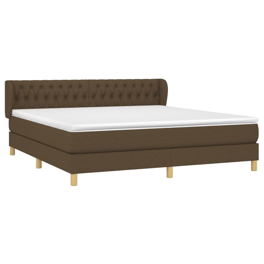 Giroletto a Molle con Materasso Marrone Scuro 180x200cm Tessuto | homemem39