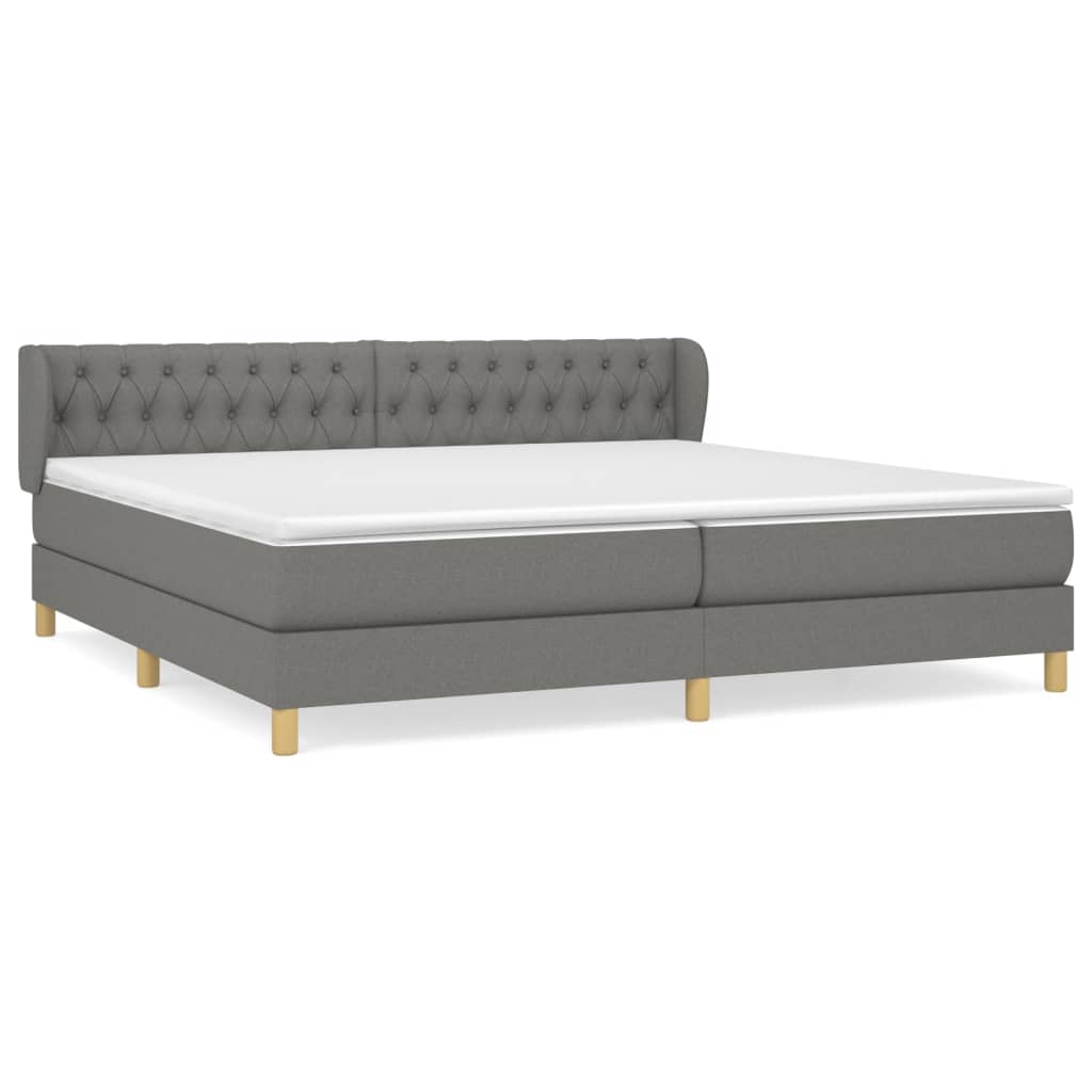 Giroletto a Molle con Materasso Grigio Scuro 200x200 cm Tessuto | homemem39