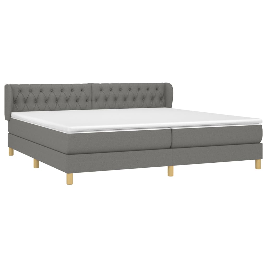 Giroletto a Molle con Materasso Grigio Scuro 200x200 cm Tessuto | homemem39