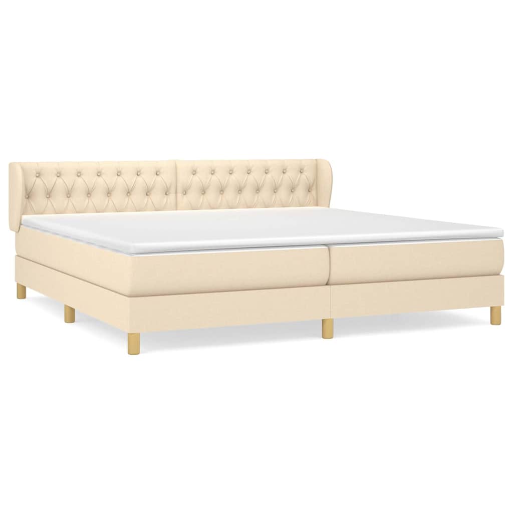 Giroletto a Molle con Materasso Crema 200x200 cm in Tessuto