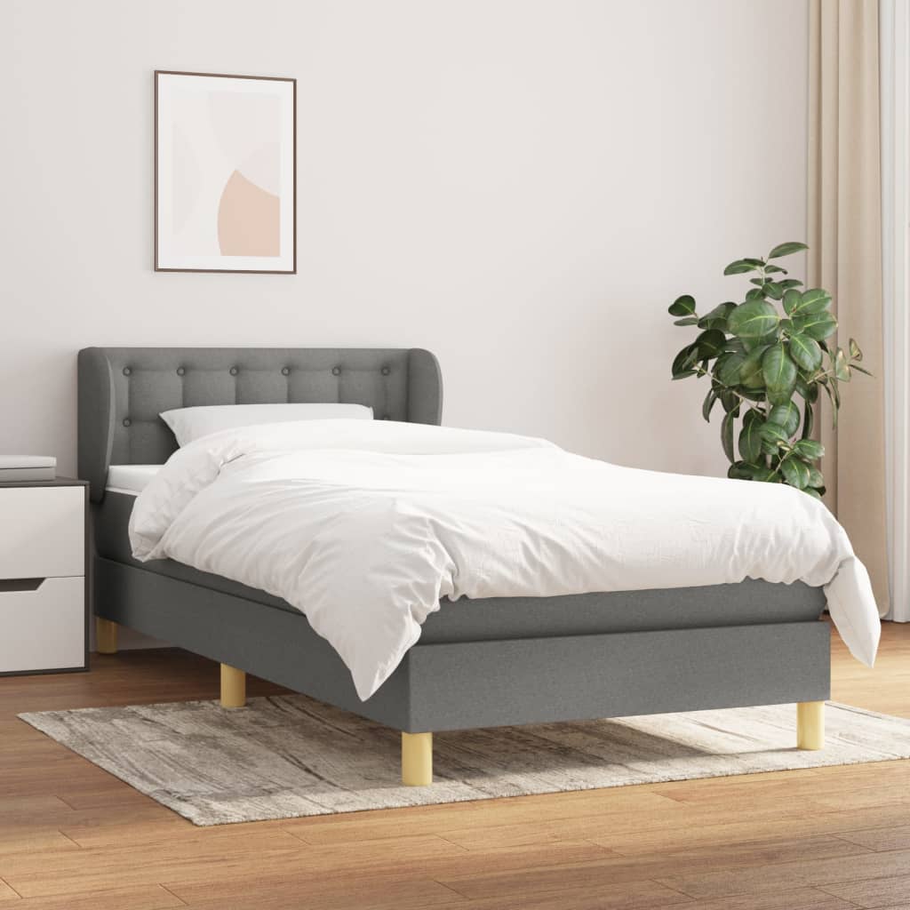 Giroletto a Molle con Materasso Grigio Scuro 90x190 cm Tessuto | homemem39