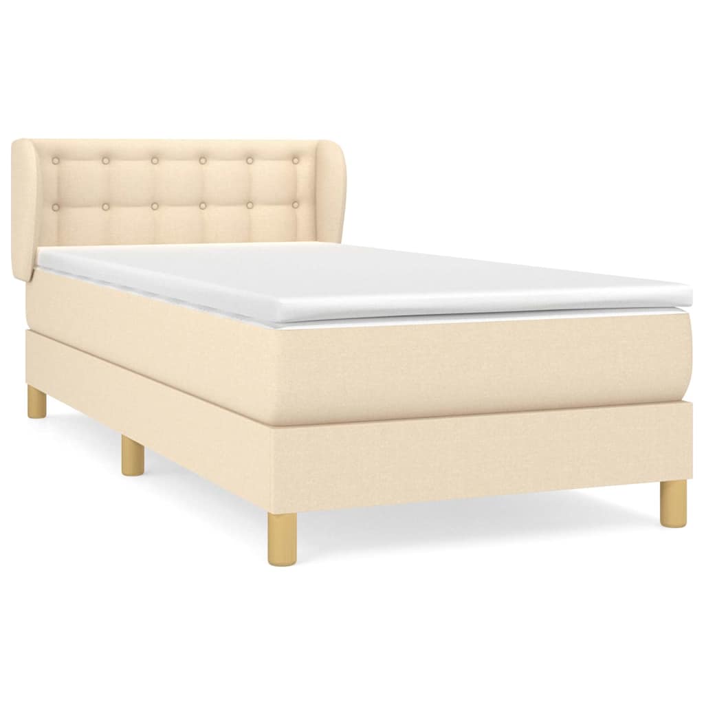 Giroletto a Molle con Materasso Crema 90x190 cm in Tessuto