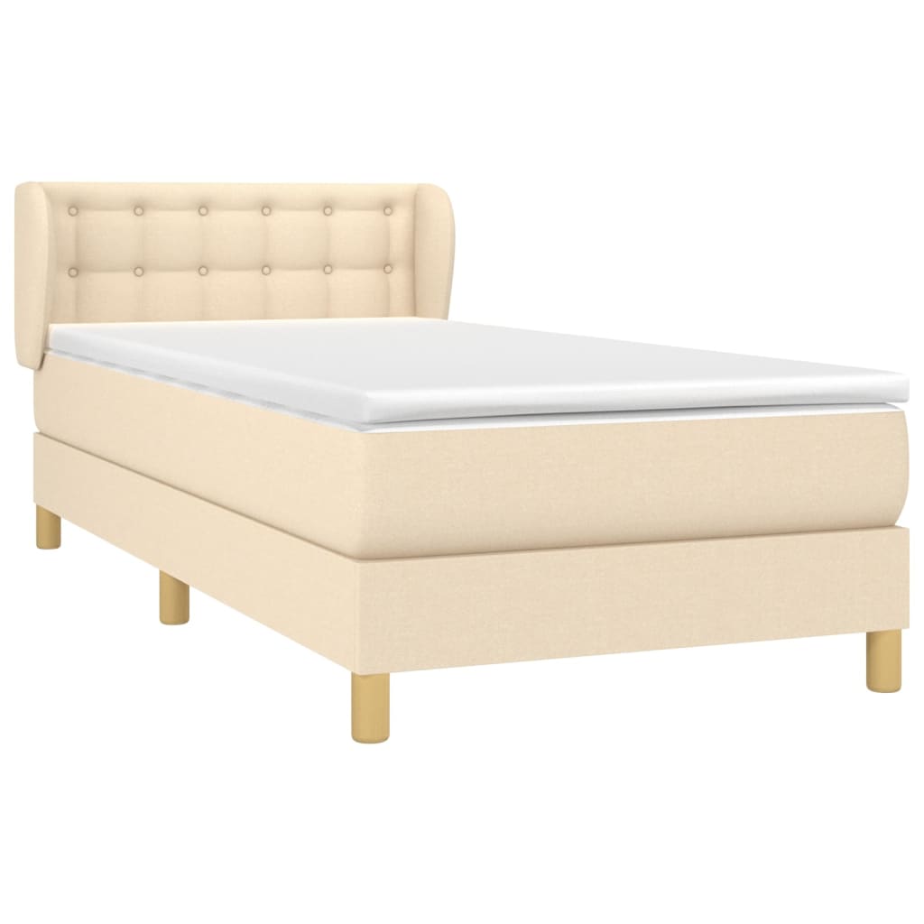 Giroletto a Molle con Materasso Crema 90x190 cm in Tessuto | homemem39