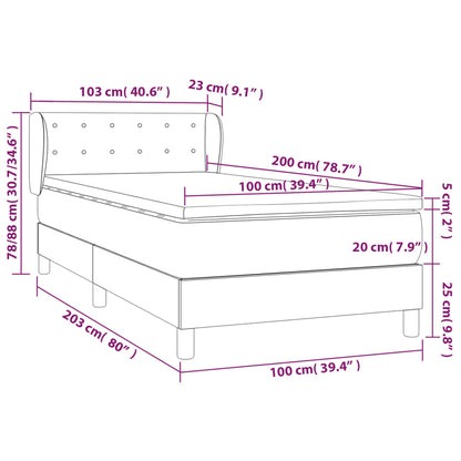 Giroletto a Molle con Materasso Tortora 100x200 cm in Tessuto | homemem39