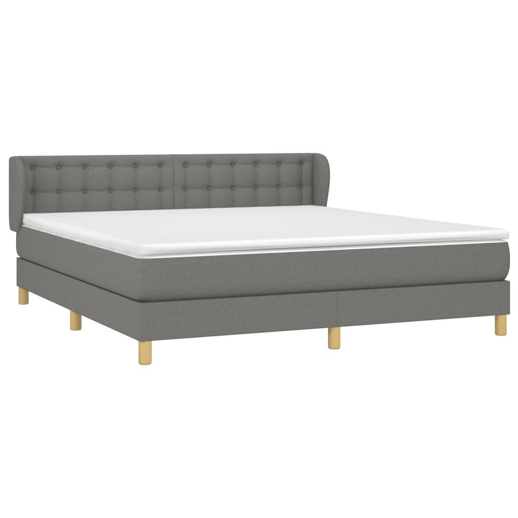 Giroletto a Molle con Materasso Grigio Scuro 160x200 cm Tessuto | homemem39