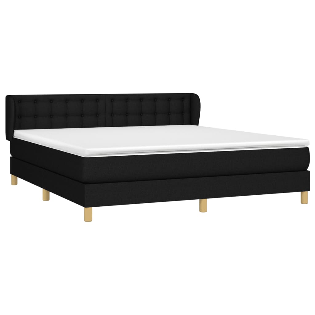 Giroletto a Molle con Materasso Nero 160x200 cm in Tessuto | homemem39