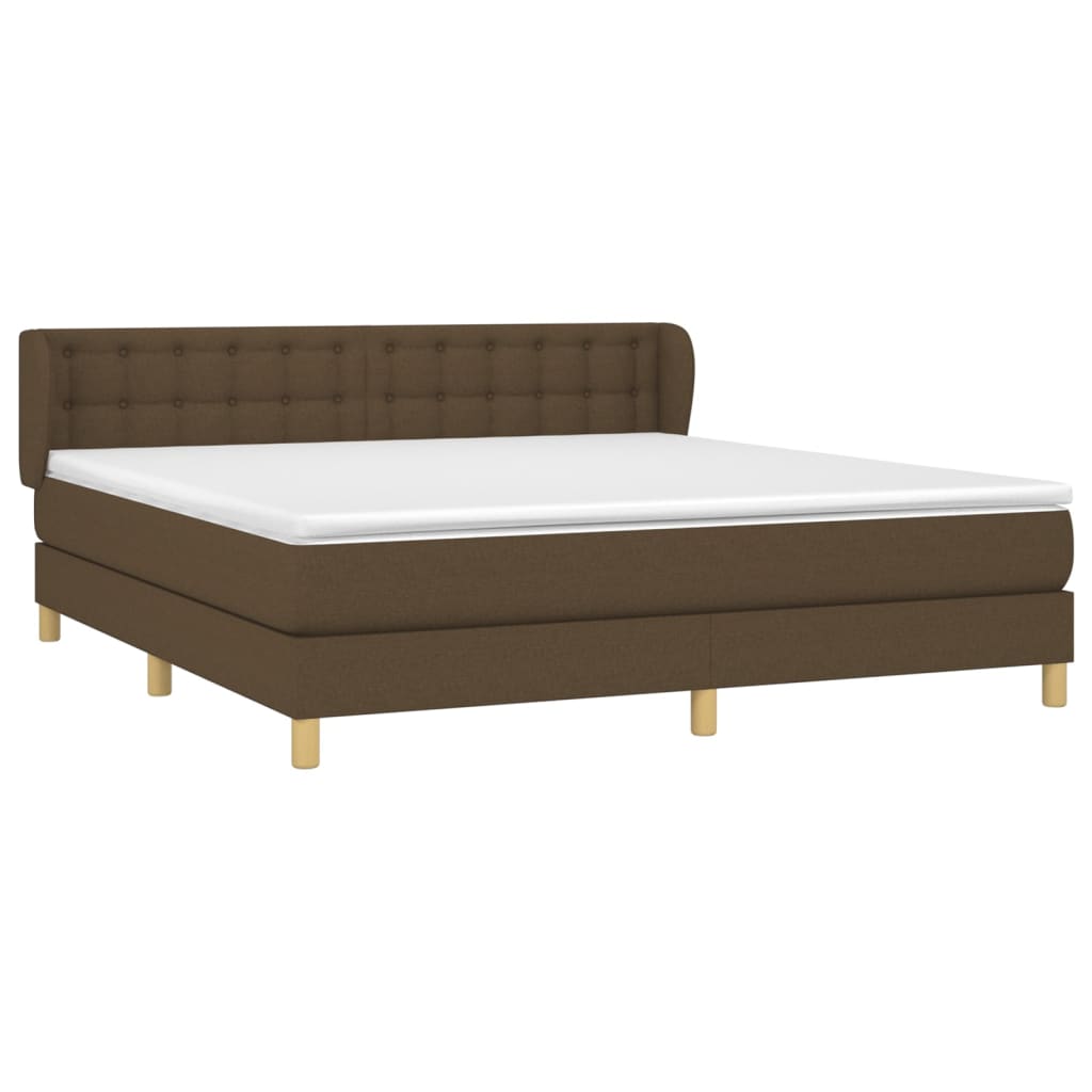 Giroletto a Molle con Materasso Marrone Scuro 160x200cm Tessuto | homemem39