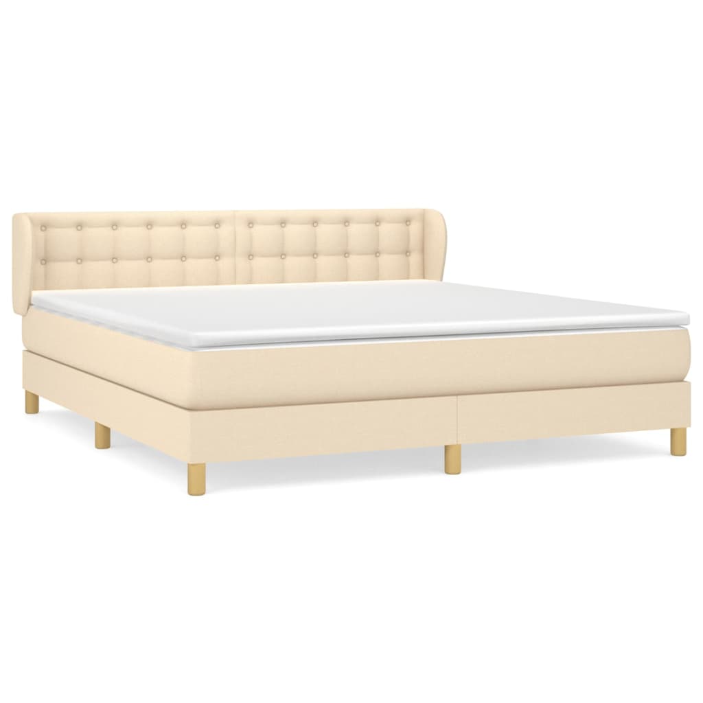 Giroletto a Molle con Materasso Crema 160x200 cm in Tessuto | homemem39