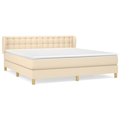 Giroletto a Molle con Materasso Crema 160x200 cm in Tessuto | homemem39