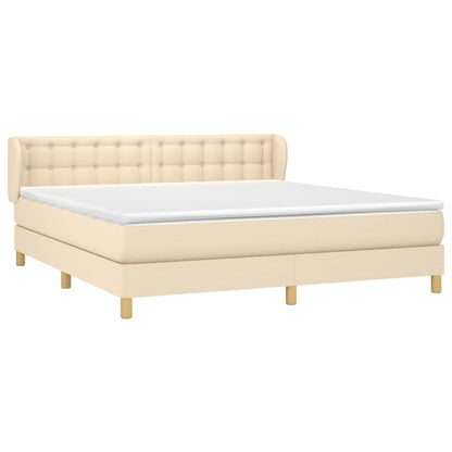 Giroletto a Molle con Materasso Crema 160x200 cm in Tessuto | homemem39