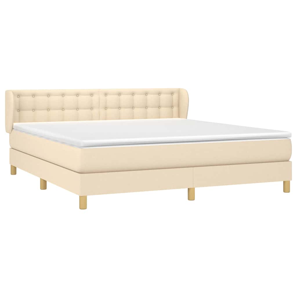Giroletto a Molle con Materasso Crema 160x200 cm in Tessuto
