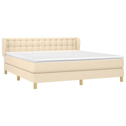Giroletto a Molle con Materasso Crema 160x200 cm in Tessuto