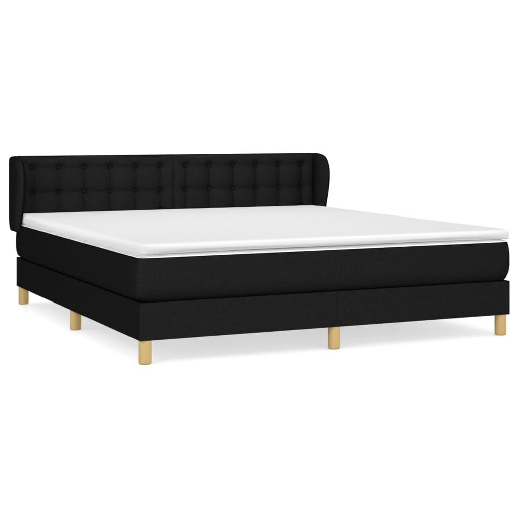 Giroletto a Molle con Materasso Nero 180x200 cm in Tessuto | homemem39