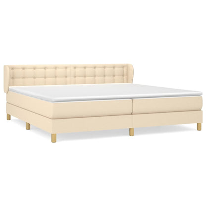 Giroletto a Molle con Materasso Crema 200x200 cm in Tessuto | homemem39
