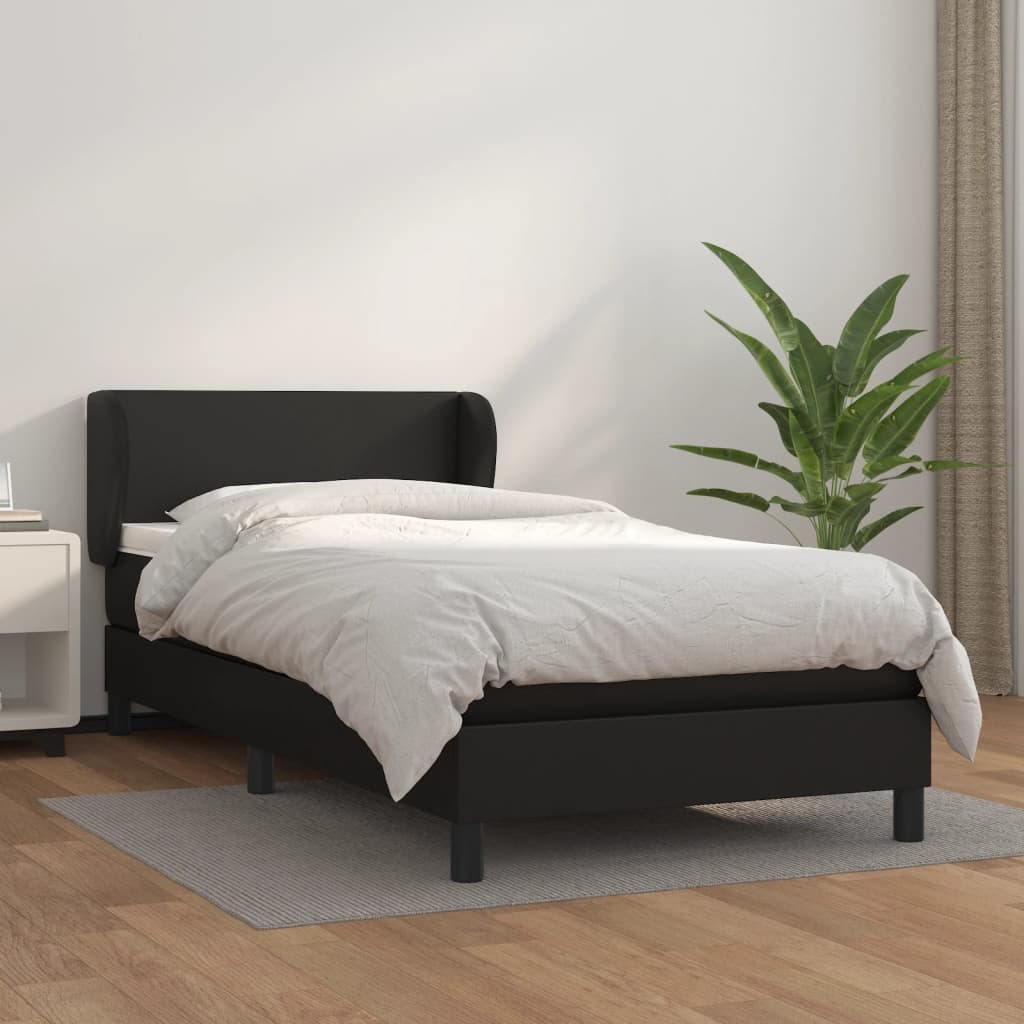 Giroletto a Molle con Materasso Nero 80x200 cm in Similpelle | homemem39