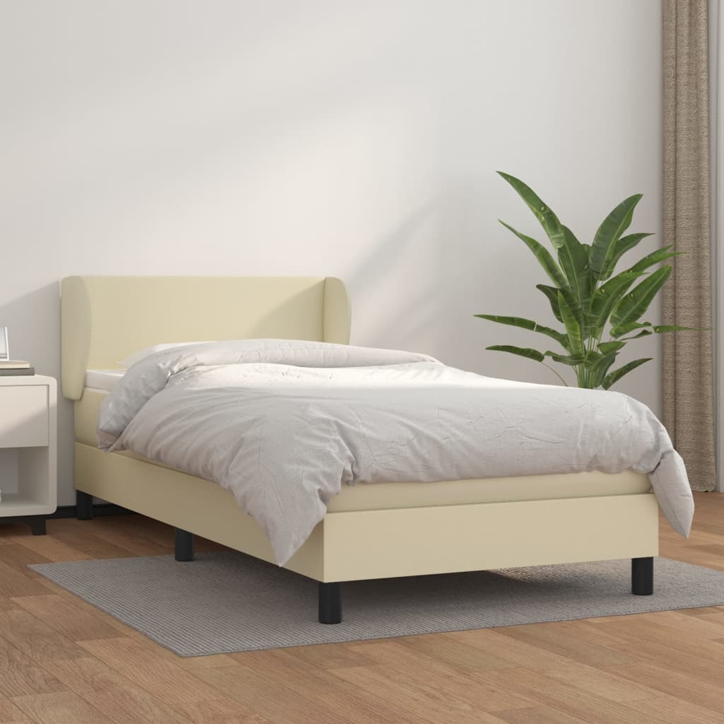 Giroletto a Molle con Materasso Crema 80x200 cm in Similpelle | homemem39