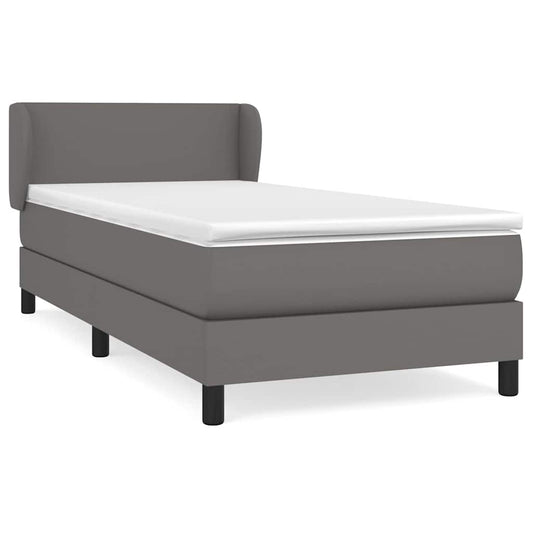 Giroletto a Molle con Materasso Grigio 90x190 cm in Similpelle