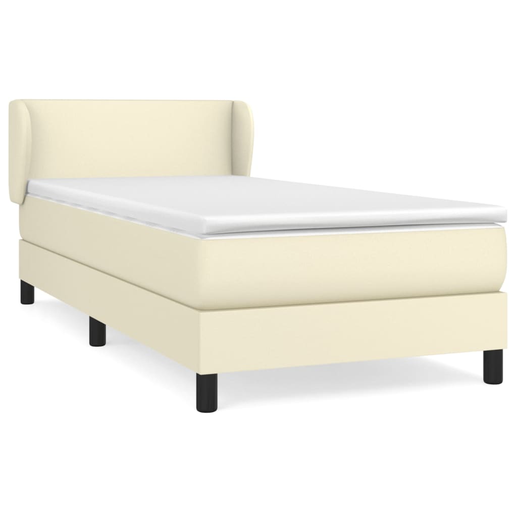 Giroletto a Molle con Materasso Crema 100x200 cm in Similpelle | homemem39