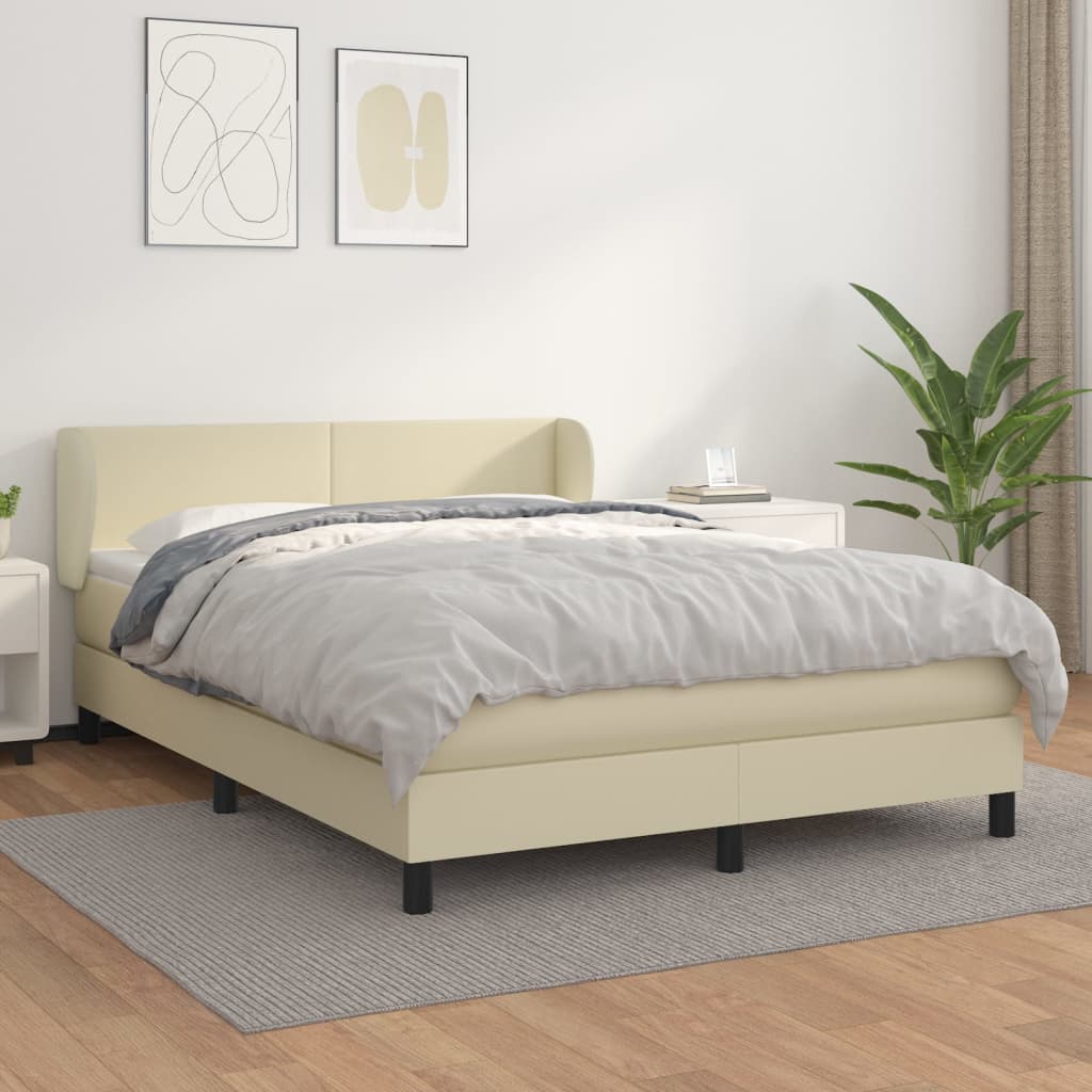 Giroletto a Molle con Materasso Crema 140x200 cm in Similpelle | homemem39