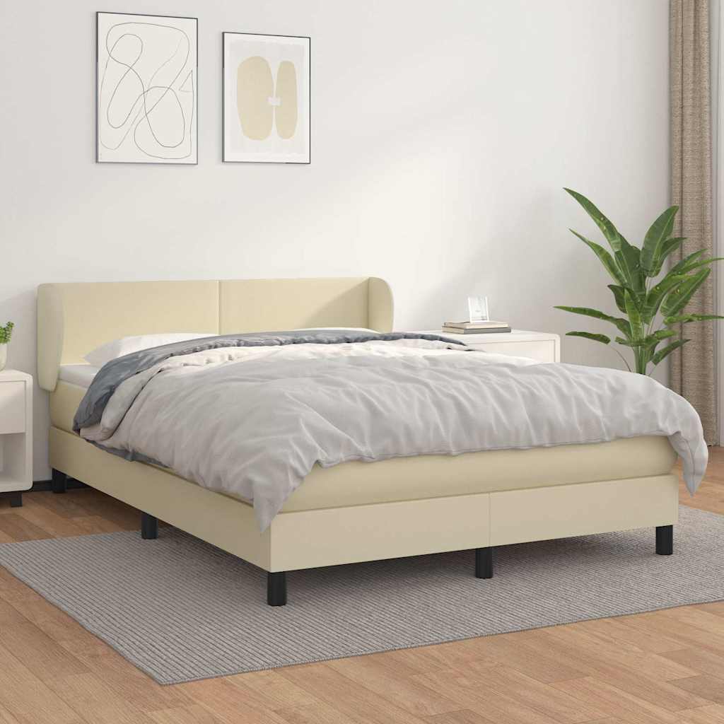 Giroletto a Molle con Materasso Crema 140x200 cm in Similpelle
