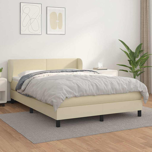 Giroletto a Molle con Materasso Crema 140x200 cm in Similpelle
