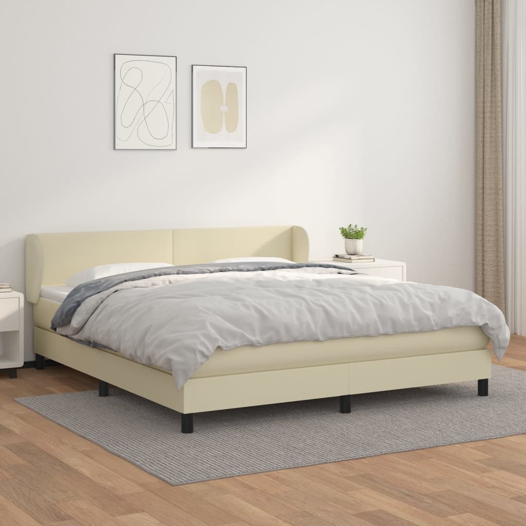 Giroletto a Molle con Materasso Crema 160x200 cm in Similpelle | homemem39