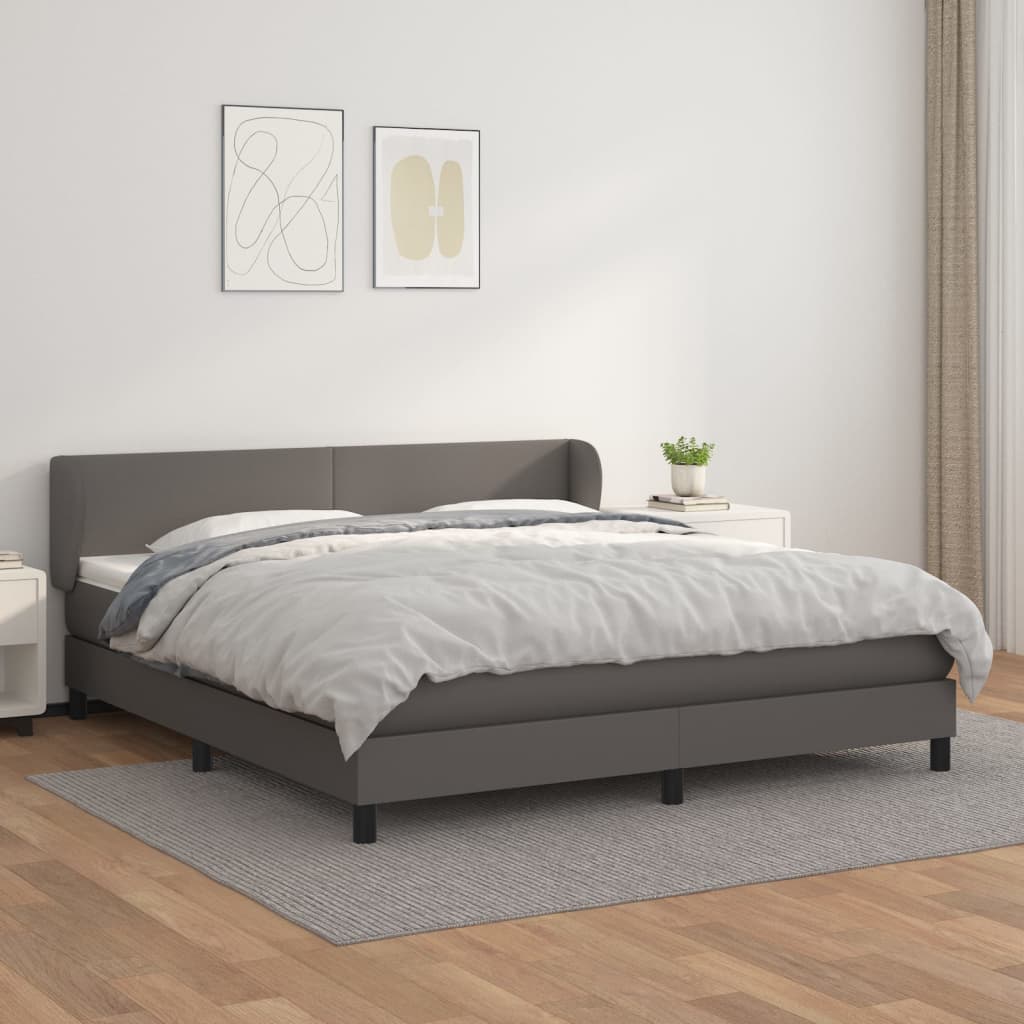 Giroletto a Molle con Materasso Grgio 180x200 cm in Similpelle | homemem39