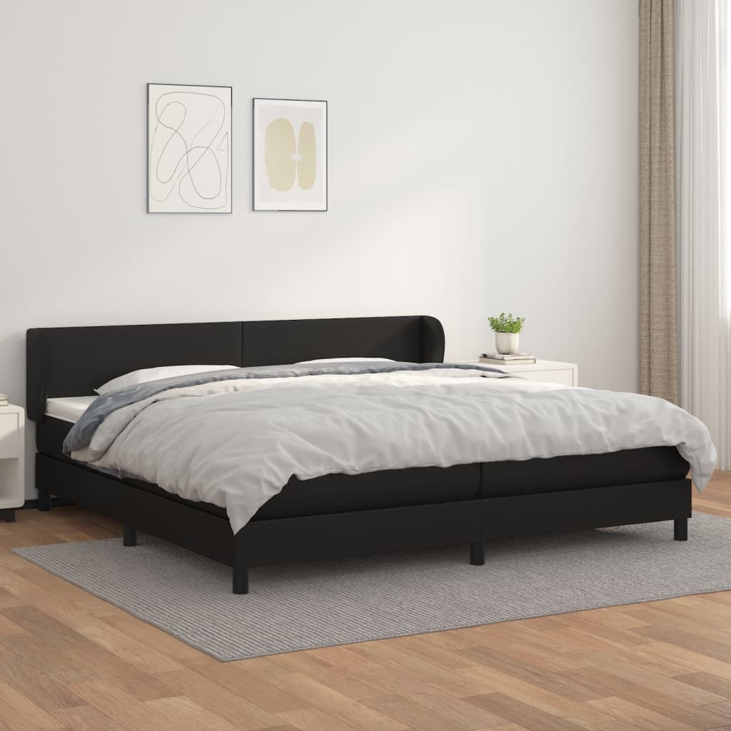 Giroletto a Molle con Materasso Nero 200x200 cm in Similpelle | homemem39