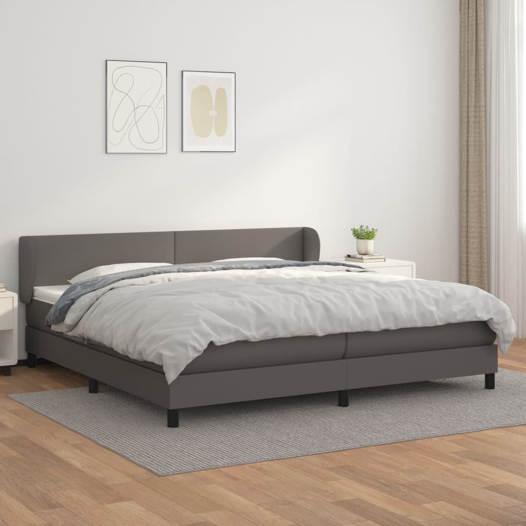 Giroletto a Molle con Materasso Grgio 200x200 cm in Similpelle | homemem39