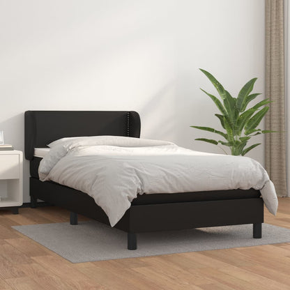 Giroletto a Molle con Materasso Nero 90x190 cm in Similpelle | homemem39