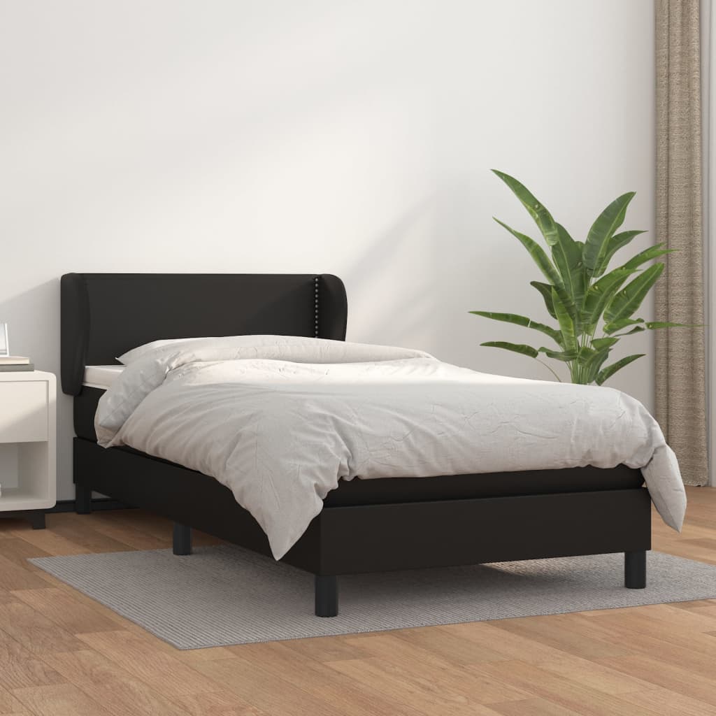 Giroletto a Molle con Materasso Nero 100x200 cm in Similpelle | homemem39