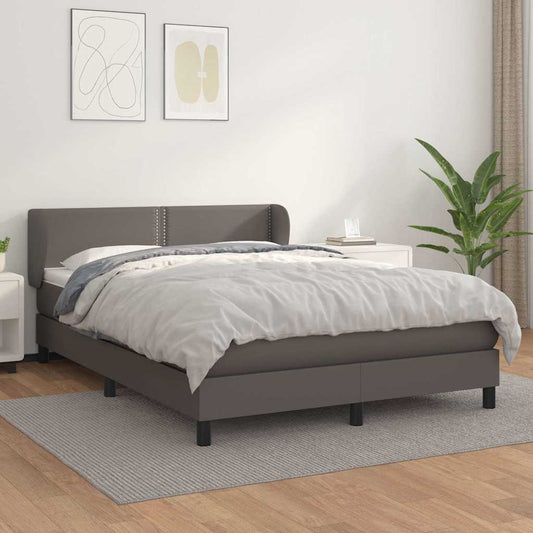 Giroletto a Molle con Materasso Grigio 140x200 cm in Similpelle