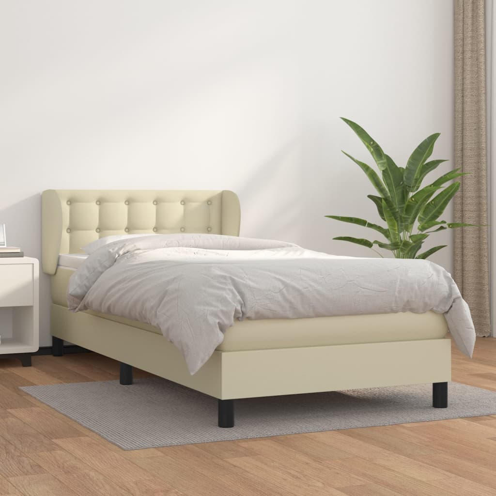 Giroletto a Molle con Materasso Crema 80x200 cm in Similpelle | homemem39