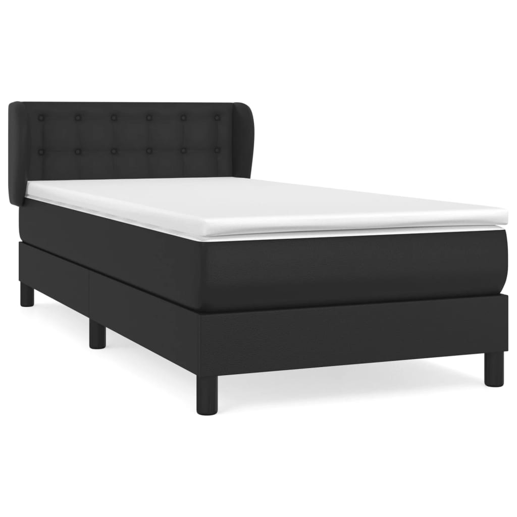 Giroletto a Molle con Materasso Nero 90x200 cm in Similpelle | homemem39