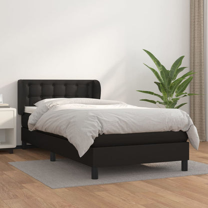 Giroletto a Molle con Materasso Nero 90x200 cm in Similpelle | homemem39