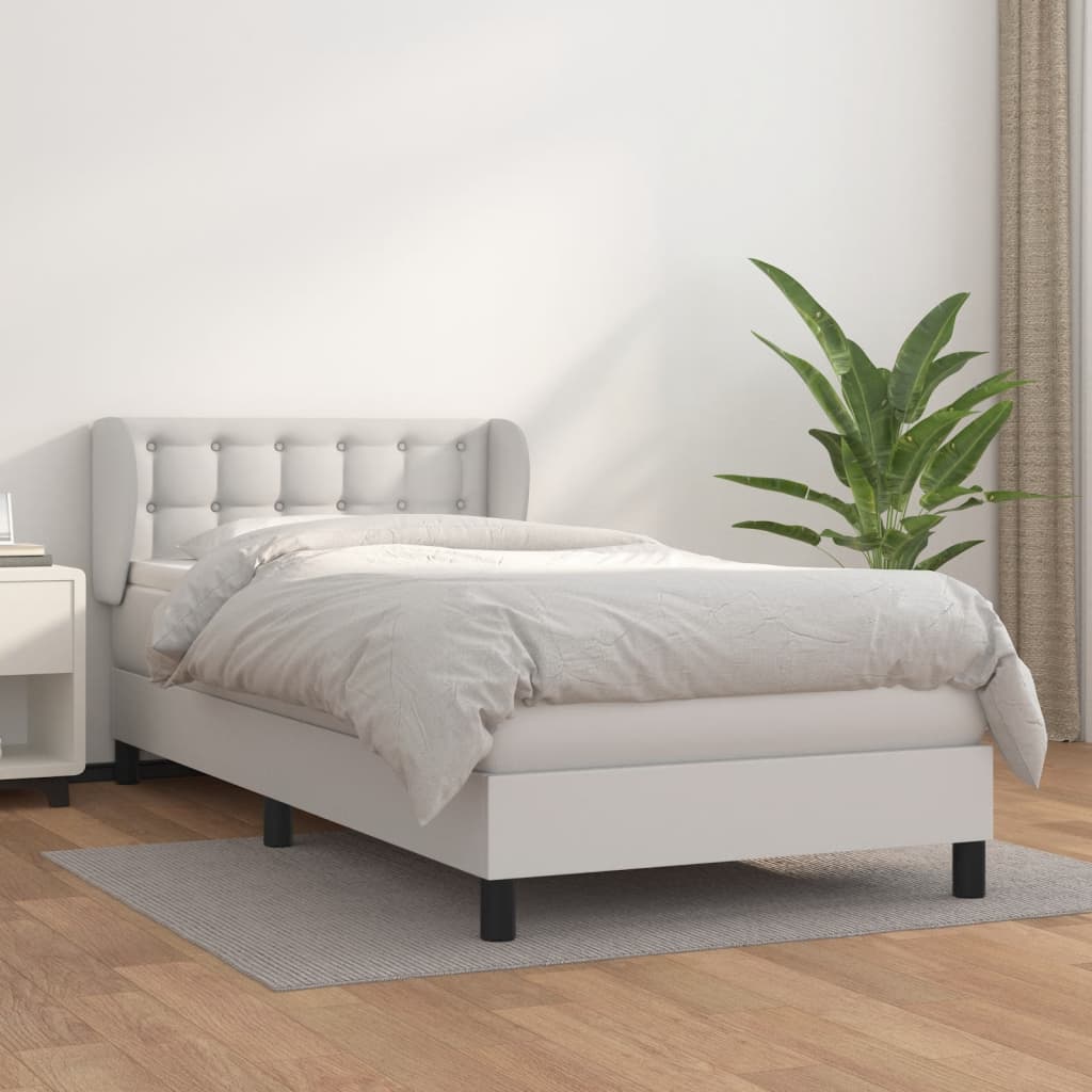 Giroletto a Molle con Materasso Bianco 90x200 cm in Similpelle | homemem39