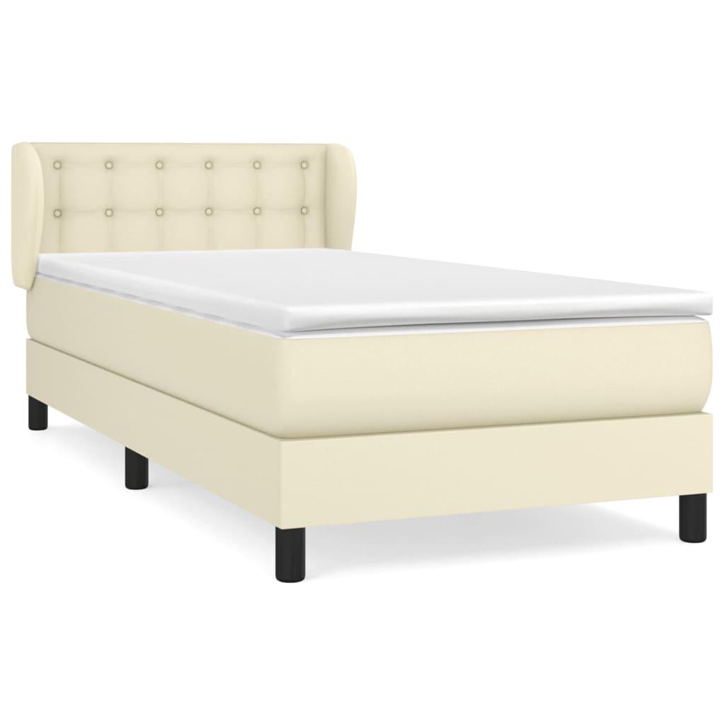 Giroletto a Molle con Materasso Crema 90x200 cm in Similpelle | homemem39