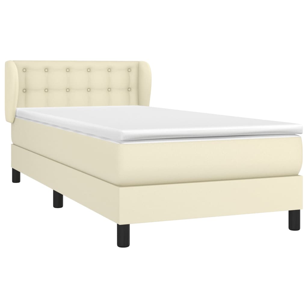 Giroletto a Molle con Materasso Crema 90x200 cm in Similpelle | homemem39