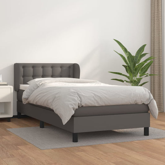 Giroletto a Molle con Materasso Grgio 90x200 cm in Similpelle | homemem39