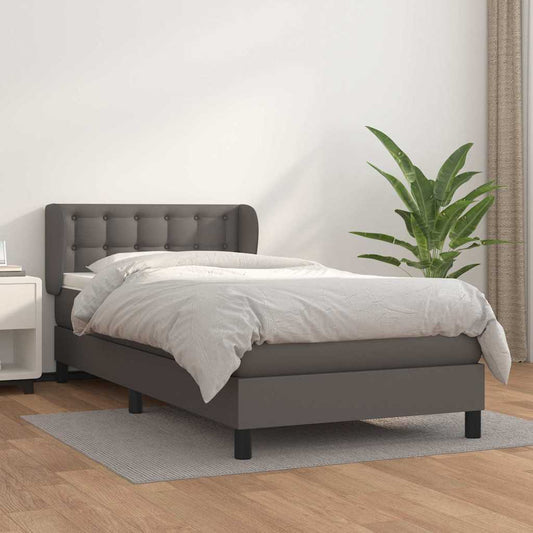 Giroletto a Molle con Materasso Grgio 90x200 cm in Similpelle