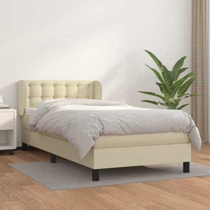 Giroletto a Molle con Materasso Crema 100x200 cm in Similpelle | homemem39