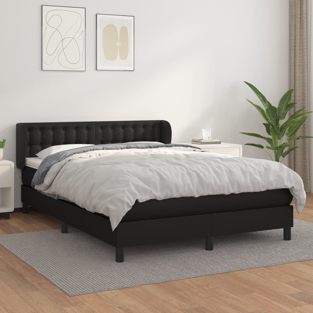 Giroletto a Molle con Materasso Nero 140x190 cm in Similpelle | homemem39